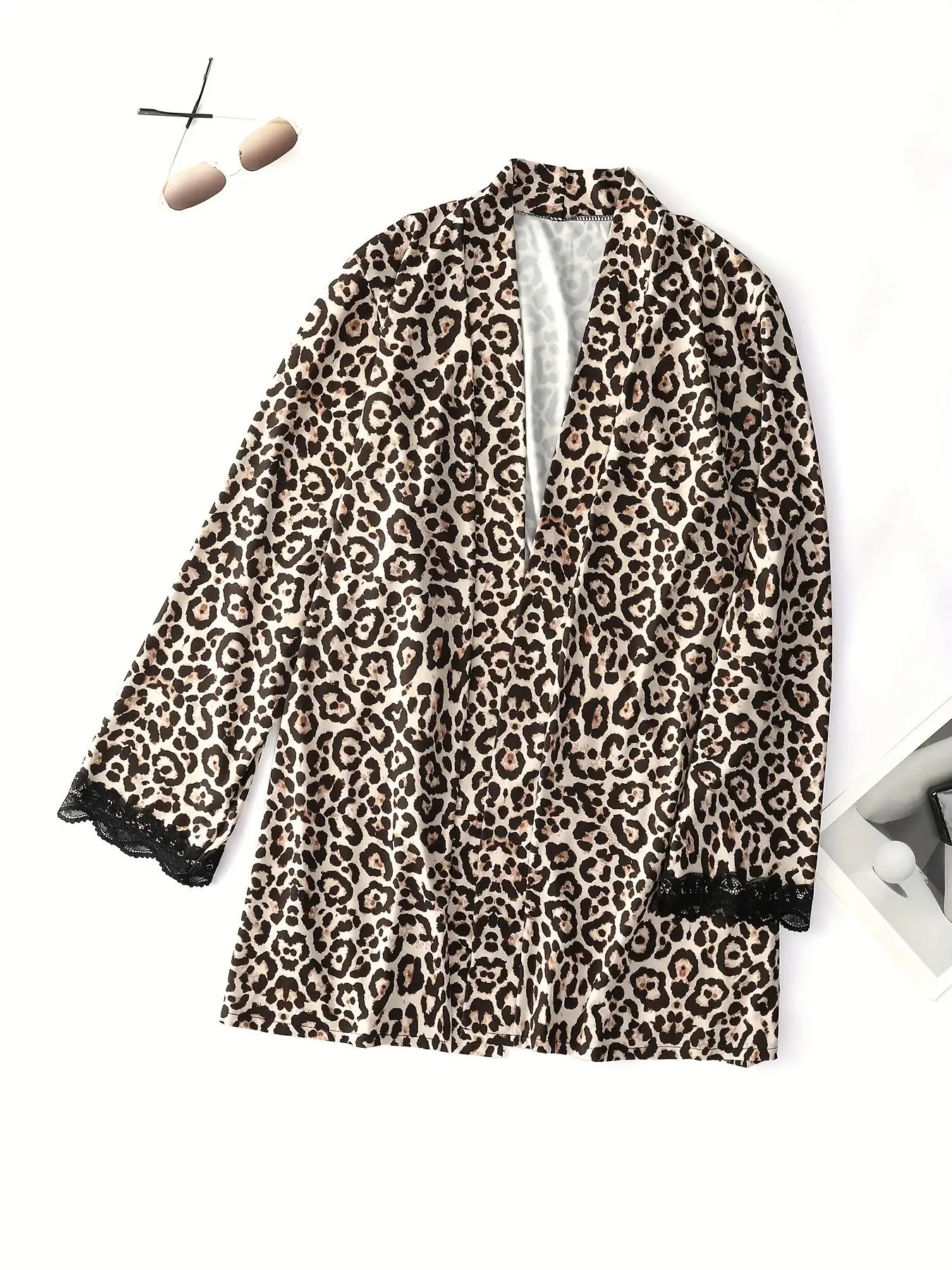 

Coffee color milk silk long sleeve leopard cuff lace lace home dress new nightgown