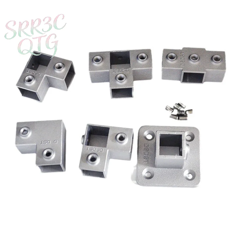 1Pcs Square Tube OD 20/25/30mm Connection Piece Aluminum Alloy Elbow Three-way Square Pipe Fixed Joint Storage Rack Connector