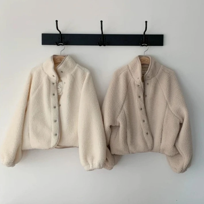 Chaqueta de piel de cordero holgada para mujer, Color puro, cuello levantado, un solo botón, algodón enriquecido, novedad de invierno, abrigo coreano Sle