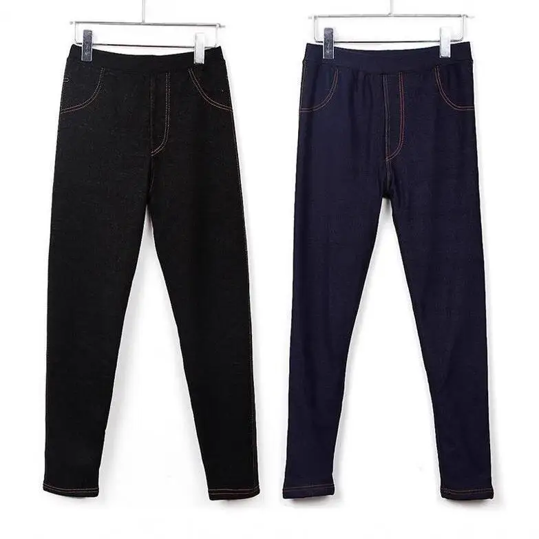 Large Size Imitation Denim Leggings Warm Pants Pencil Shape Women's Base Layer Trousers Fashionable Bottom Wear for Ladies