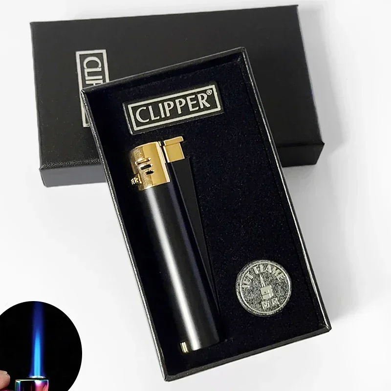 Nieuwe Clipper Spades Een Draagbare Slijpschijf Flint Opblaasbare Aansteker Metalen Vuurloze Butaangas Jet Aansteker met Geschenkdoos