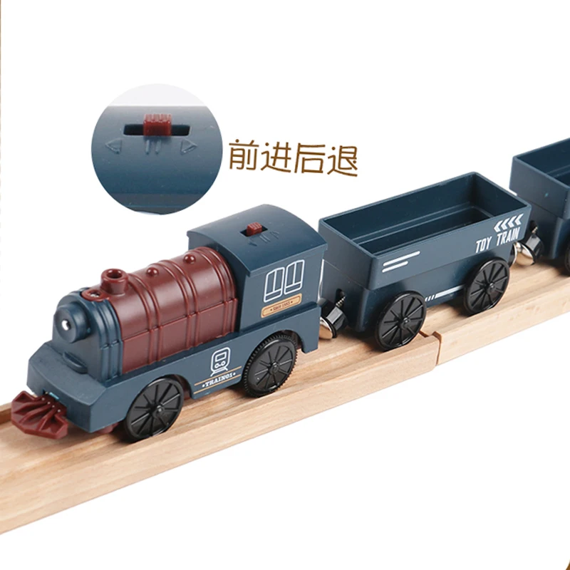 Toy Set Children Electric Magnetic Small Train Track Locomotive Animal Transport Car Suitable For Wooden Track Kids Toy Gift W02