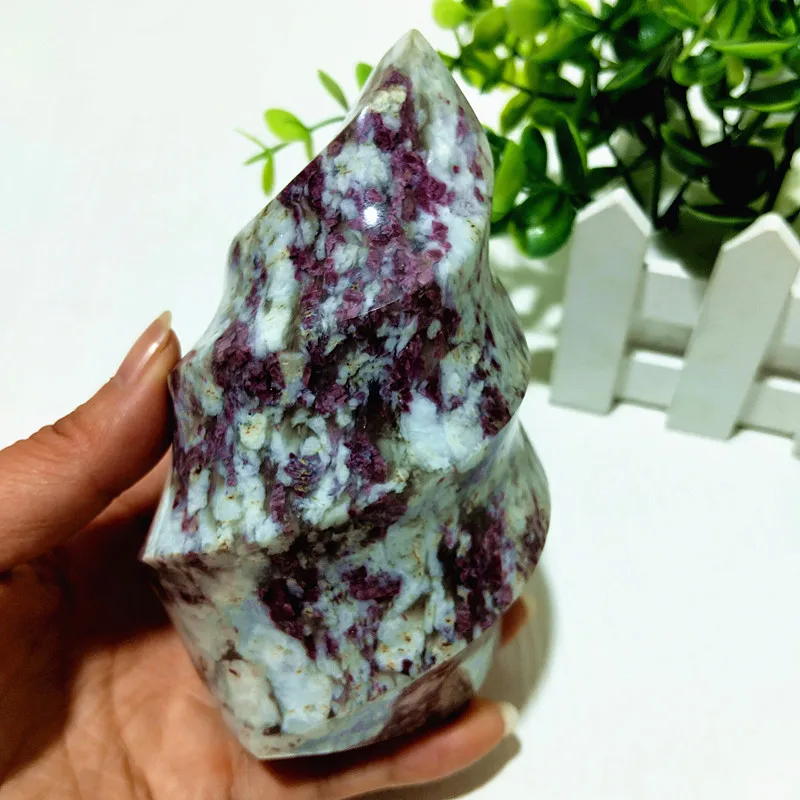 Natural Stone Plum Tourmaline Agate Crystal Lce Cream Torch Meditation Spiritual Energy Feng Shui Crystal Room Decoration