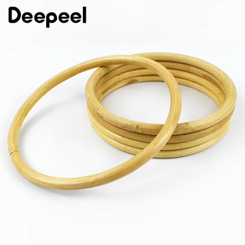 2/4Pcs Deepeel 13/15cm Rattan Circle Bamboo Handle Women\'s Handbag Woven Bag Purse Frame DIY Round Handles Handmade Accessories