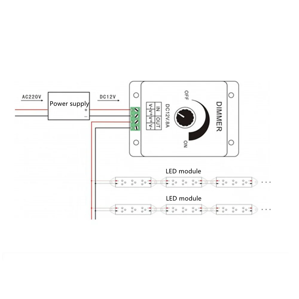 Adjustable Brightness Driver DC Voltage Regulator 8A/30A Power Supply Adjustable Speed Controller LED Dimmer Switch 12V/24V