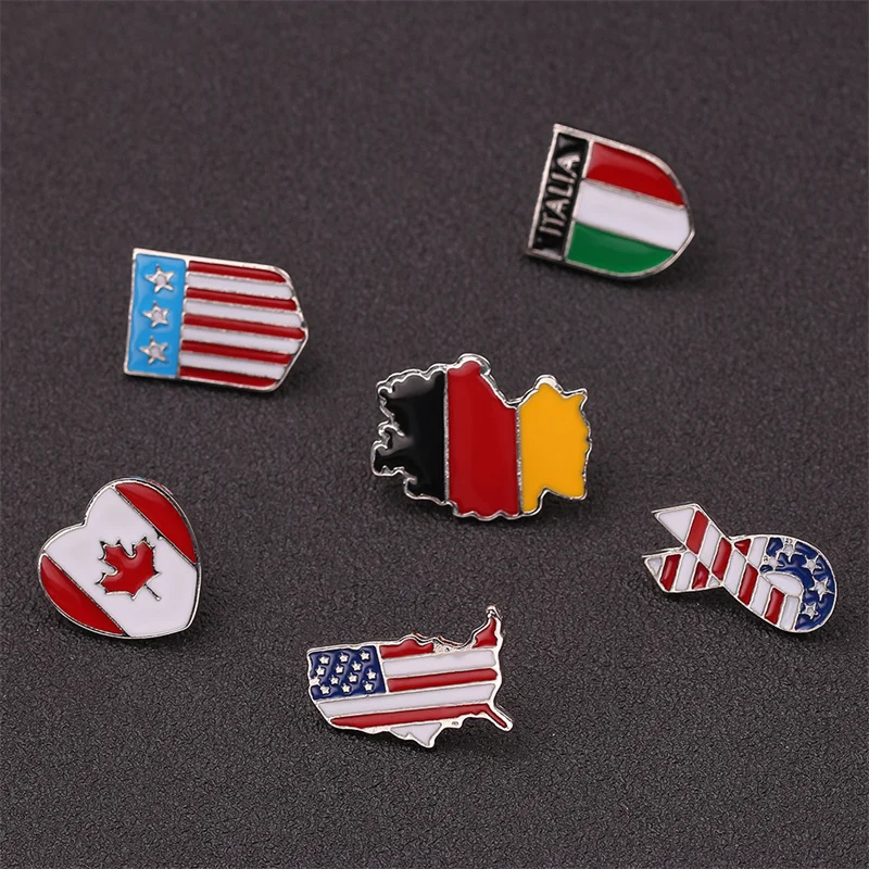 National Flag Pin Canada Italia United States Germany Flags Button Lapel Pins Badges Stripes Brooches Jewelry Gifts view 5