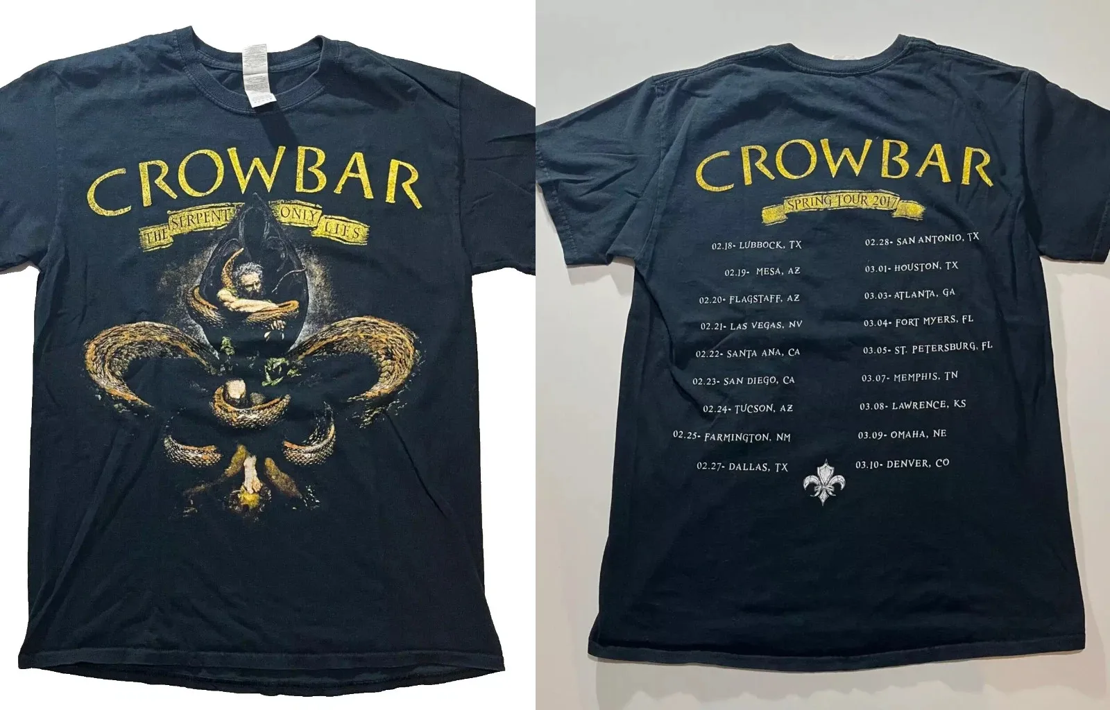 Crowbar The Serpent Only Lies US Tour 2017 Double Sided T Shirt Full Size S-5XL