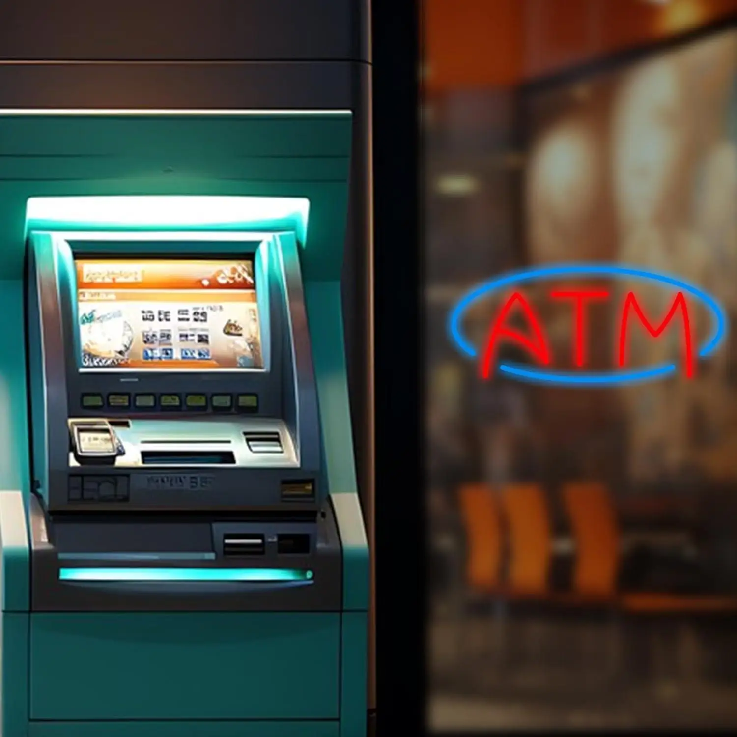 ATM Neon Sign USB Dimmable LED Light For Convenience Store Hotel Gas Station Front Window Wall Decoration Atmosphere Lighting