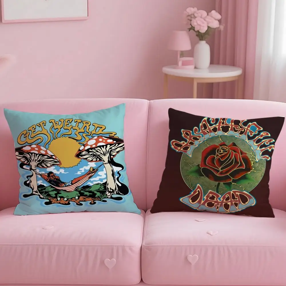 Classic Band Grateful Dead Cushion Cover Soft & Easy-Wash Pillow Case – Versatile for Couch, Bed, Travel and Office