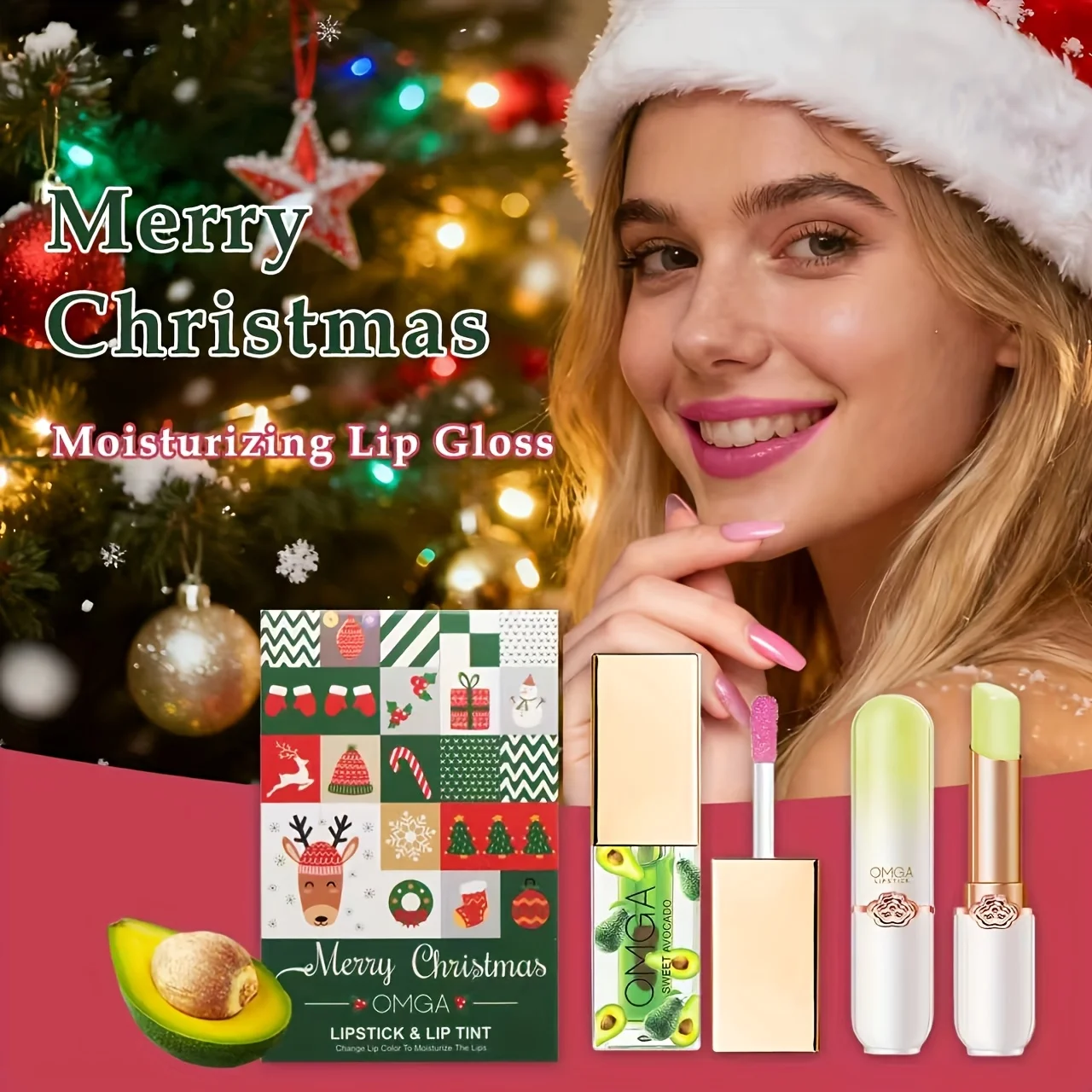 3 Sets Christmas Magic PH Color Changing Lip Balm Specially Designed for Women, Waterproof All-Day Wear 24 Hours Non-fade, Auto-adjust Shades to Peach, Grape & Pink Tone, Multi-use as Lipstick & Lip Gloss, Perfect Christmas Holiday Gift for Ladies
