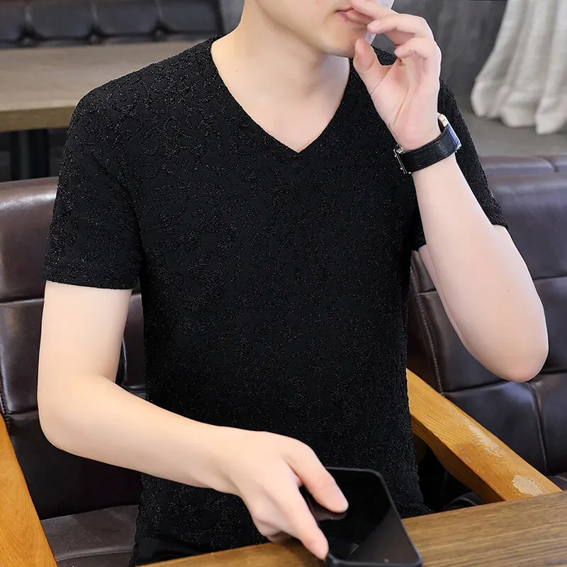 Summer New Short Sleeved T-shirt Men's Trendy Plus Size Half Sleeved Men's Handsome and Versatile Half Sleeved Breathable T-shir