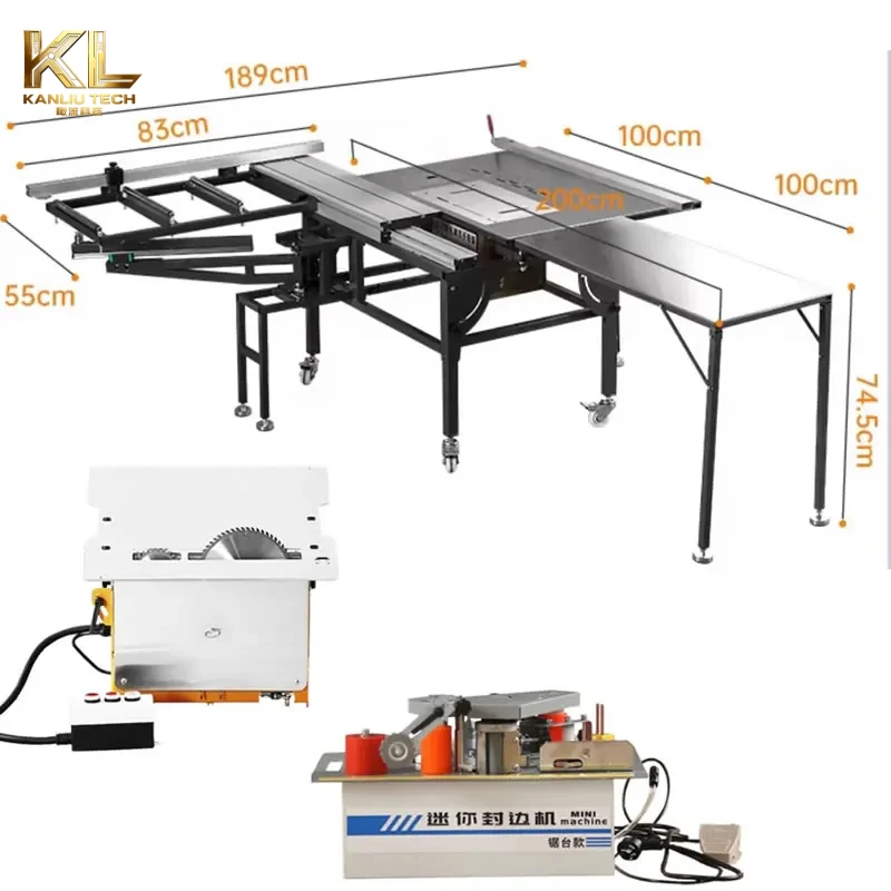 WJS600B Brushless Silent Dust-Free Dual Blade Woodworking Table Saw, Precision Sliding Push Table Saw Integrated Sub-mother Saw