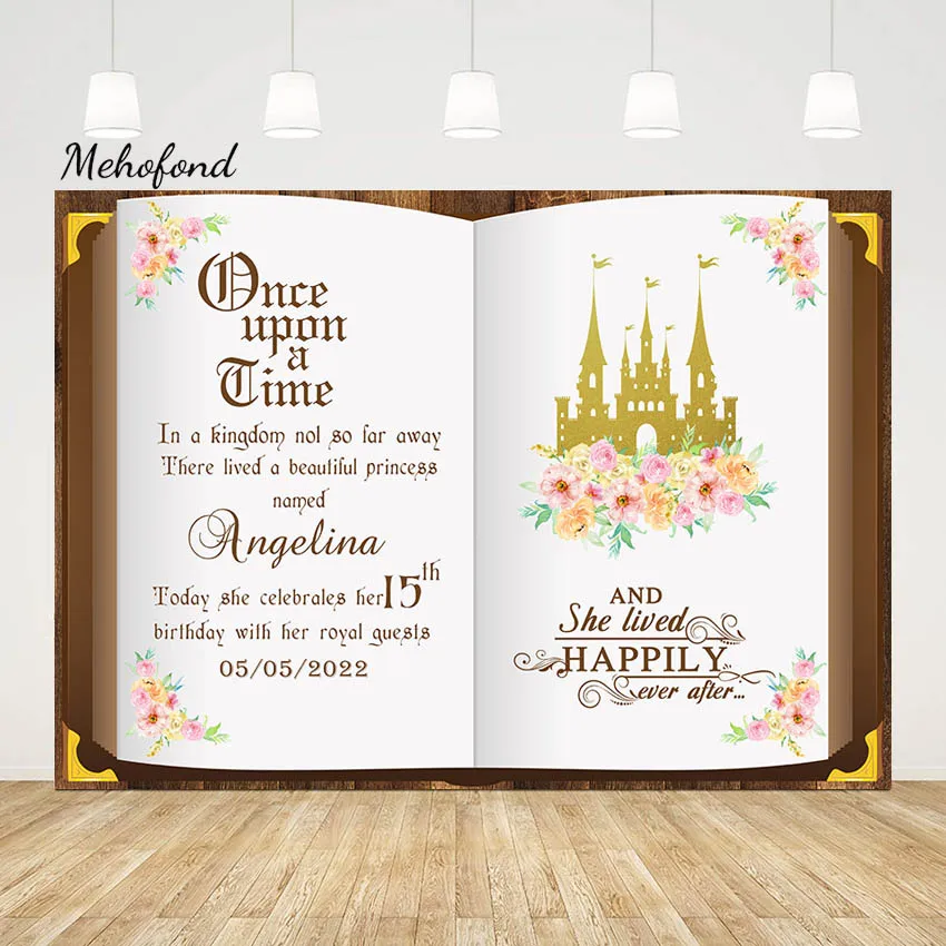 Mehofond Photography Background Fairy Tale Book Once Upon a Time Castle Princess Birthday Portrait Decor Backdrop Photo Studio