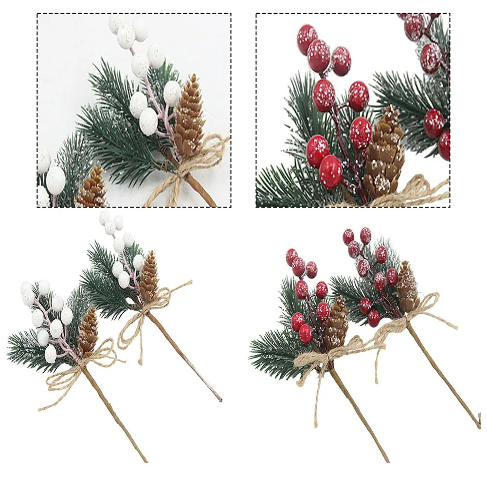 

10PC Christmas Pine Needles Pine Cones Simulated Berries Hemp Rope Ornamental Christmas Pendant & Drop Ornaments Party Supplies