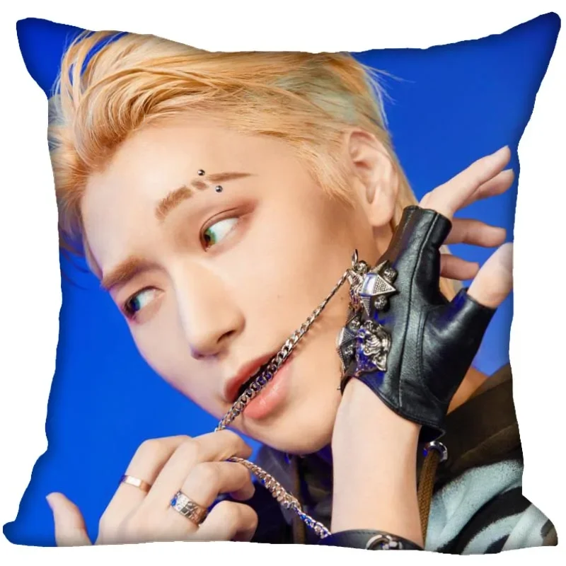 Kpop Boy Ateez fodera per cuscino camera da letto Home Office federa decorativa federe per cuscini con cerniera quadrata No Fade 0704