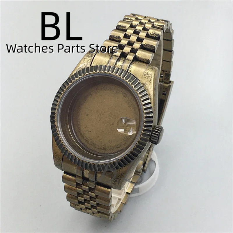 

BLIGER 39mm Brushed Waterproof Dive Bronze Watch Case Fluted Bezel Sapphire Glass for NH34 NH35 NH36 NH38 ETA PT Movement