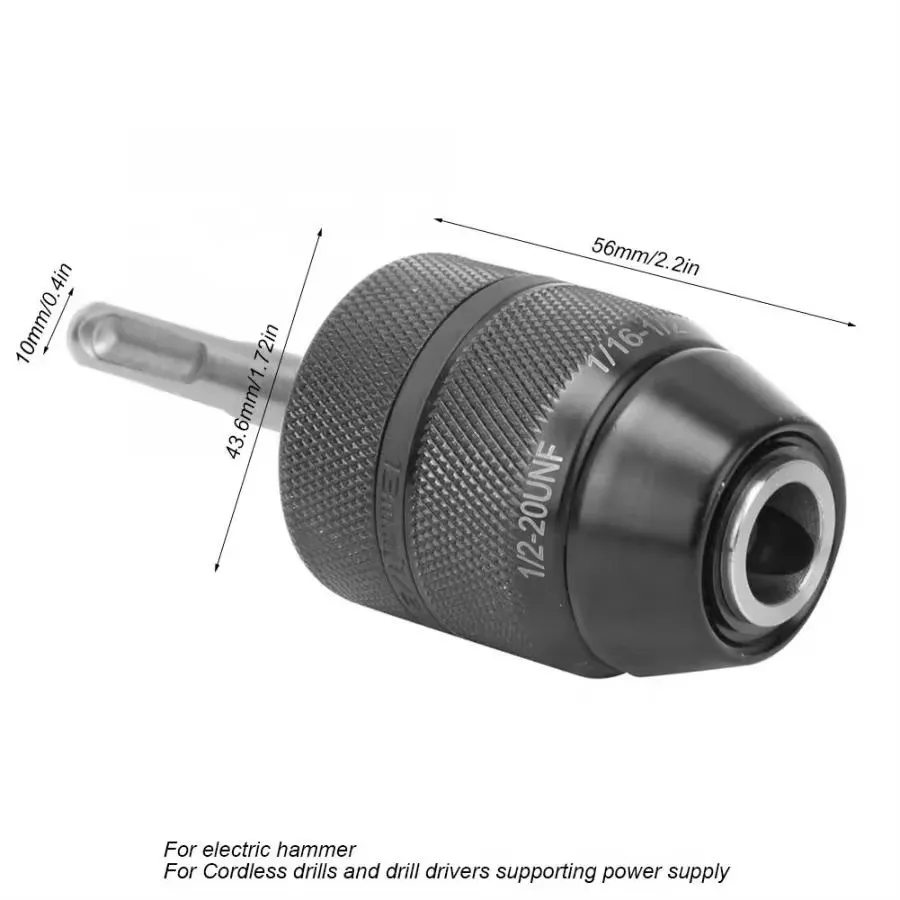 1pc Eectric Self-Locking Drill Chuck Converter with 1/2-20UNF Thread 2-13mm for SDS Adapter Mandrel Drill Chuck Hammer Drill Squ