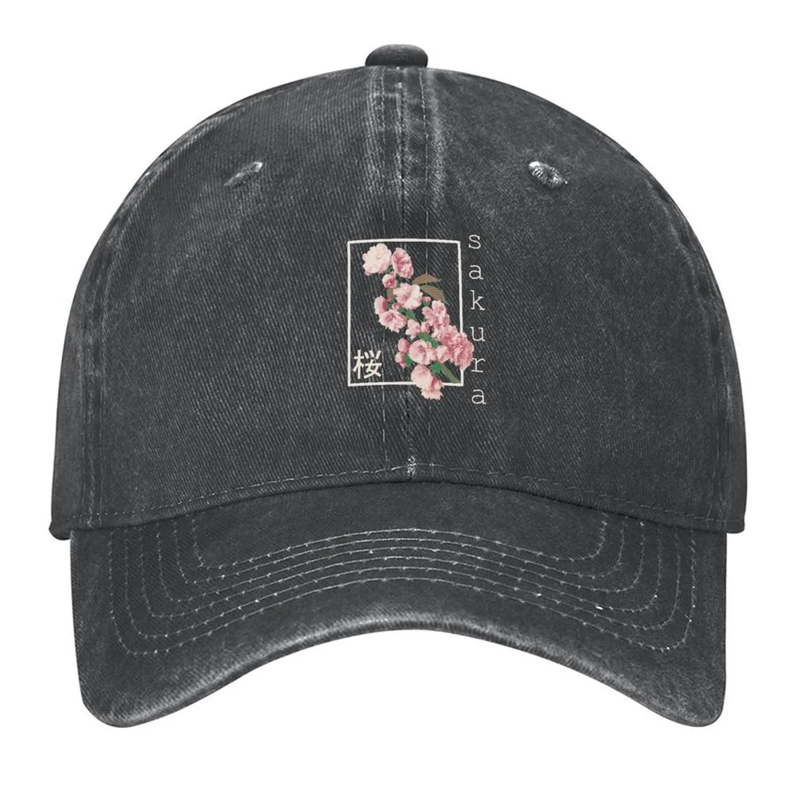 

2026 Cherry Blossom Graphic Vintage Japanese Sakura Kanji Aesthetic Baseball Cap Cute Custom Hat Caps For Women Men's