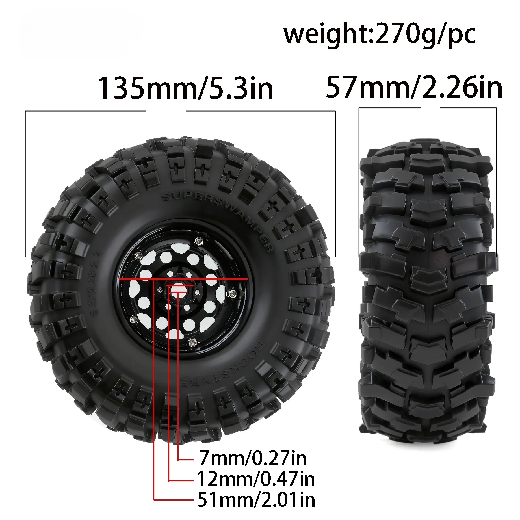 4PCS 2.2 Inch Beadlock Wheels and Tires Set Heavy Duty Upgrade Parts for 1/10 RC Crawler Axial SCX10 Pro 90046 AXI03007 TRX4