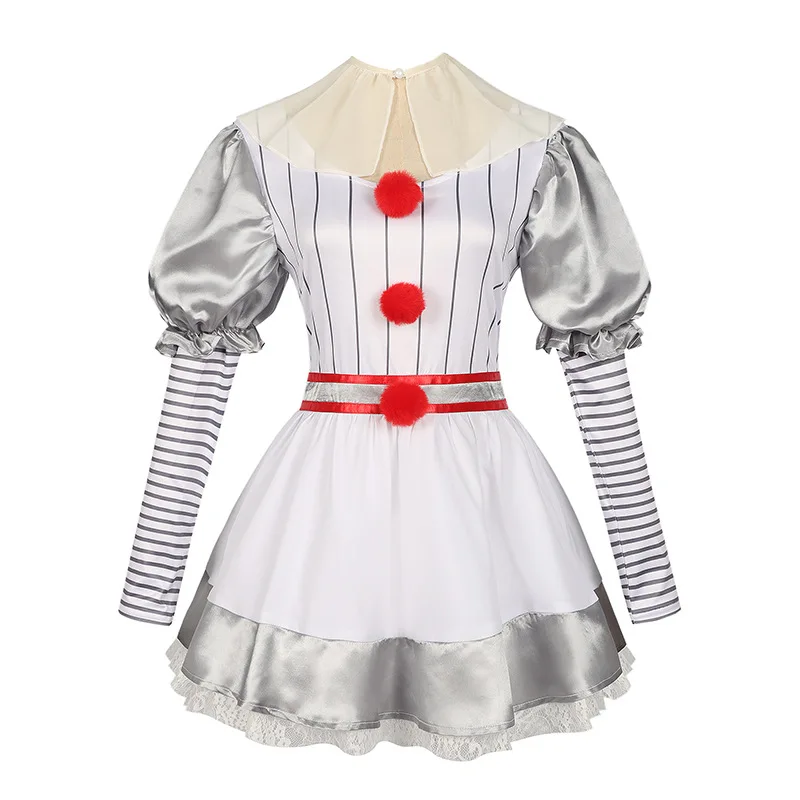 Anime Horror Pennywise kostium Fantasy Clown sukienka dla kobiet dziewczynki Halloween fantazyjne Joker odzież Cosplay