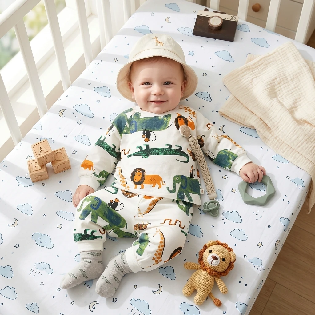 Long Sleeve Cotton Tops + Pants Pajamas Girls Baby Boys 2Pcs Clothing Sets