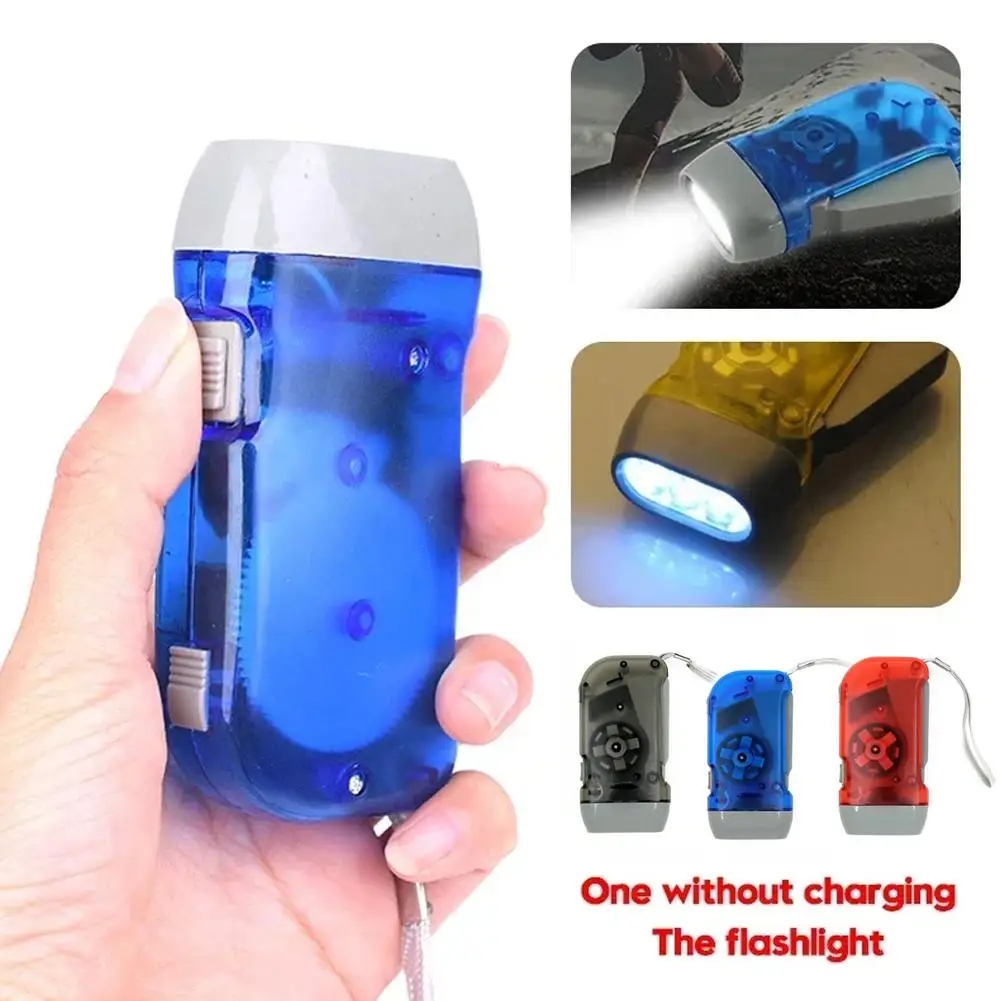 

Hand Press Dynamo LED Flashlight Emergency Crank Torch, Portable Hand-Powered Light for Outdoor Camping and Survival