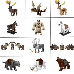 Bloques de construcción de animales clásicos de la serie Magic Middle, montaje de guerra creativo, alce, jabalí, lobo, ladrillos DIY, juguetes para niños, regalo de Navidad