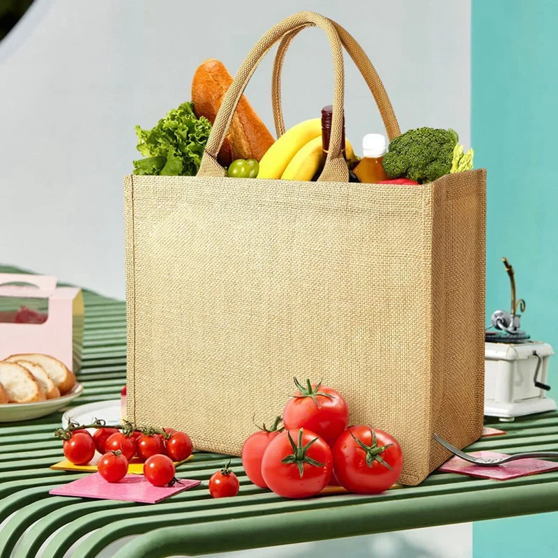 Tas belanja katun dapat dipakai ulang, tas Tote pengiring pengantin, tas Interior berlaminasi dengan pegangan