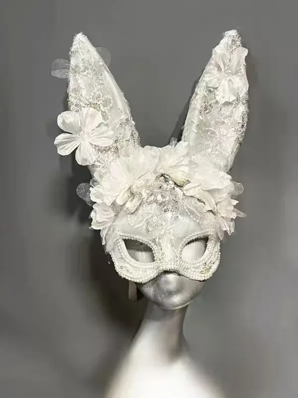 Design Bunny Mask for Women Mens Cosply Ball Fancy Dress Props Masquerade Party Carnaval Mask Rabbit Ear Mask Anime Accessories
