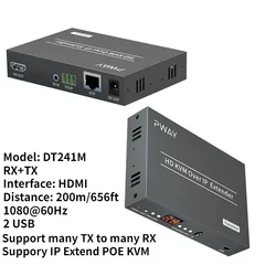 1080P POE molti a molti HDMI Ethernet IP RJ45 Cat5 Cat6 cavo in fibra ottica Extender trasmettitore ricevitore adattatore 200M DT241M