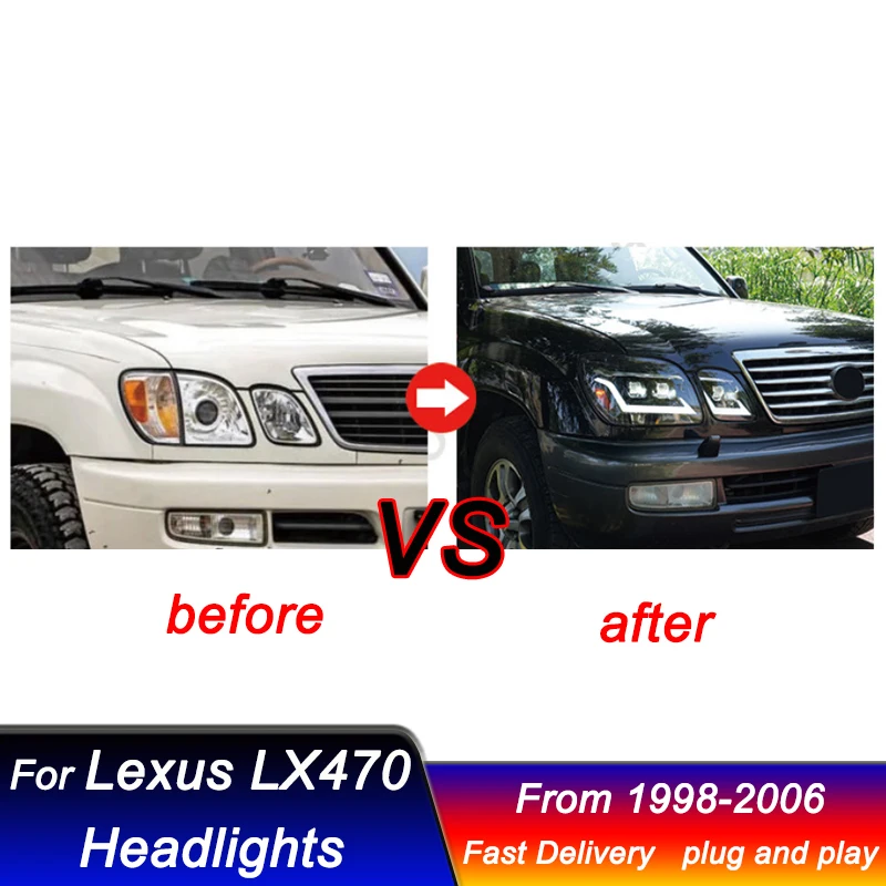 Car Led Headlights For LEXUS LX470 LX 1998-2006 Upgrade new style full Led Head Lamp DRL Dynamic Signal Front light Assembly