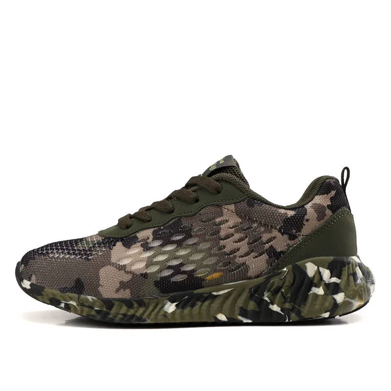 Men Camouflage Green Scale Sport Shoes Four Season Breathable Casual Jogging Running Non-slip Training Sneakers Unisex