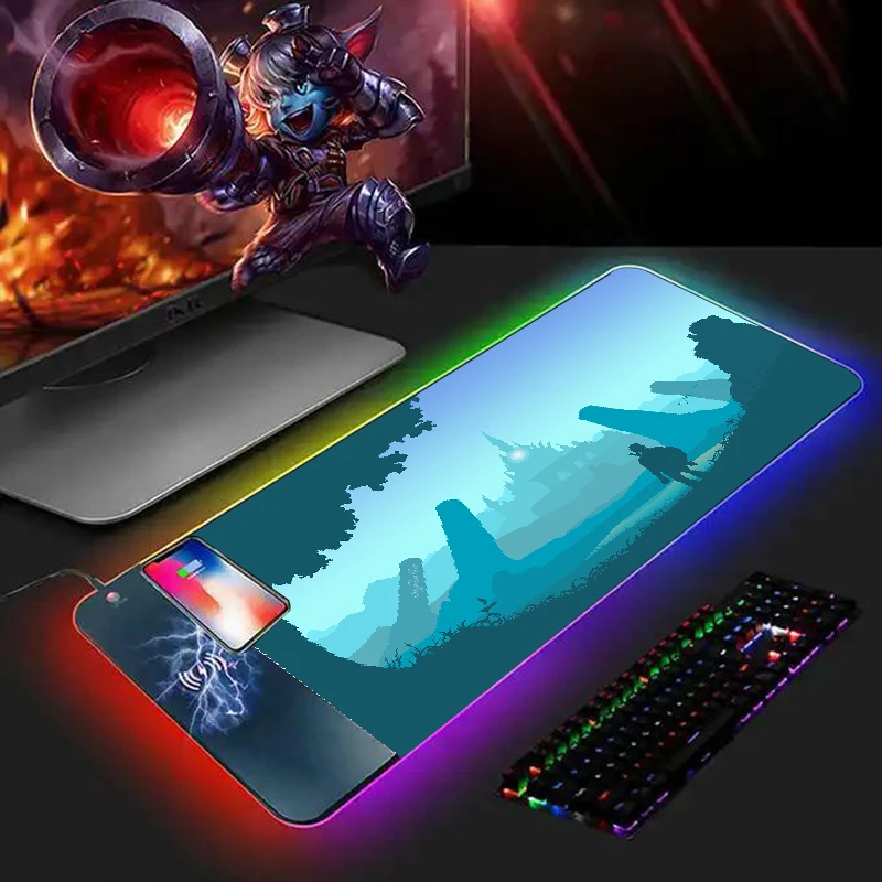 

Link Mouse Pad LED 15W Wireless Charger Backlight Tears of the Kingdom Non-slip Rgb Gaming Setup Accessories Mats Desk Mousepad