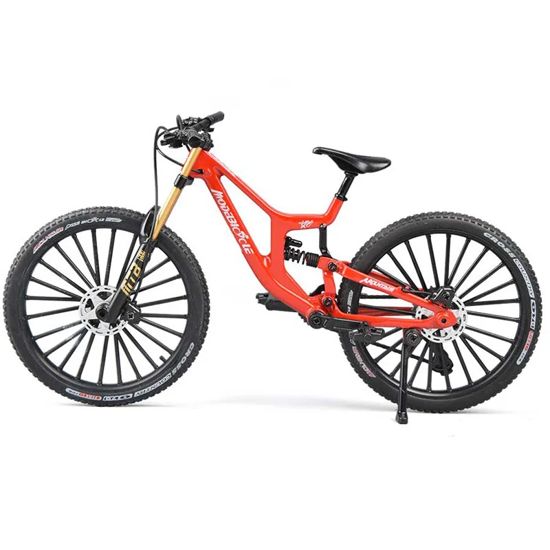 20 cm nowy model roweru ze stopu 1:8, symulacja roweru górskiego z miękkim zawieszeniem, przedni widelec rozsuwany z amortyzatorem, ozdobny.