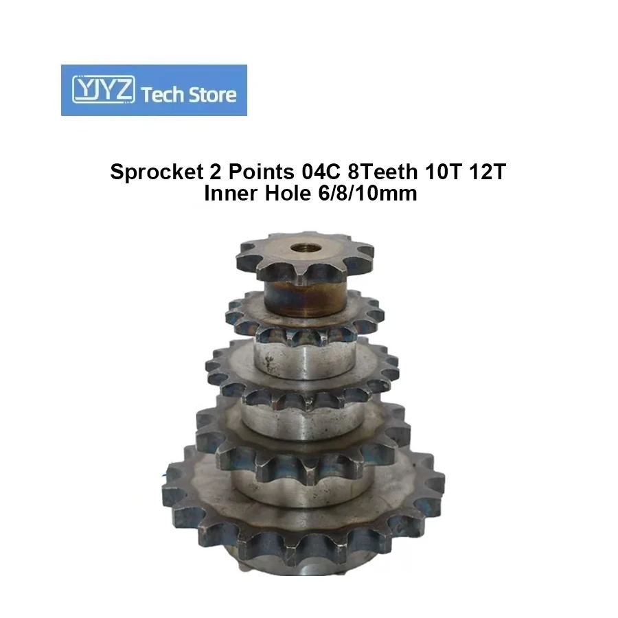 Sprocket 2 Points 04C 8Teeth 10T 12T Inner Hole 6/8/10mm 45# Steel Sprocket Table Wheel Finished Hole Sprocket