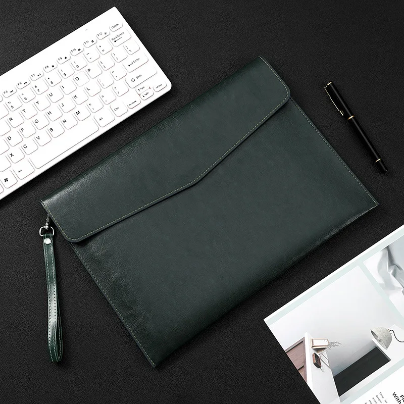 A4 Business Leather File Bag Large-capacity PVC Waterproof Storage Bag Buckle File Bag Office Data Family Passport Holder