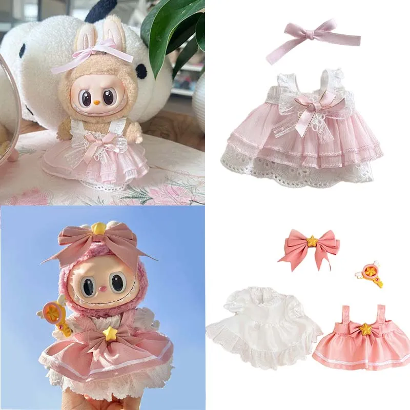 15/17cm Cute Mini Labubu Doll's Clothes Outfit Kawaii Cardcaptor Sakura Style Labubu Idol Dolls Clothing Accessories Dress Up