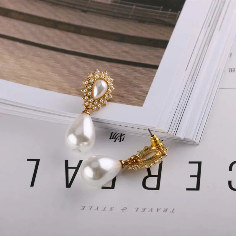 High Quality TrendyWhite Water Drop Imitation Pearl Clip on Earrings for Female Elegant Non Pierced Fashion Clip Ear Jewelry