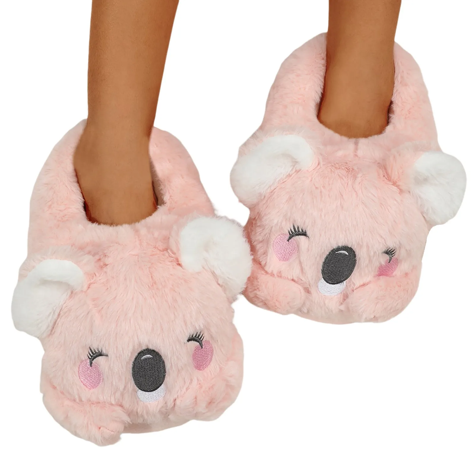 Women\'s  Cute Cartoon Koala Cotton Autumn And Winter Slippers Pack Heel Home Soft Non-slip Warm Breathable Indoor Plush Shoes