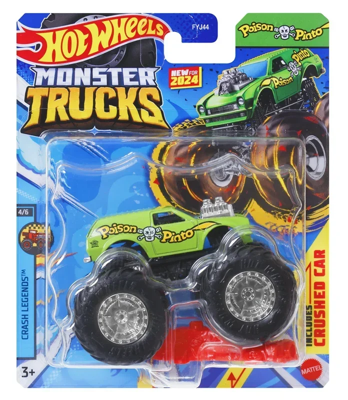 Original Hot Wheels Crushed Car Monster Trucks Boys Toys 1:64 Mega Wrex Big Foot Vehicles Models Super Woman Birthday Gift