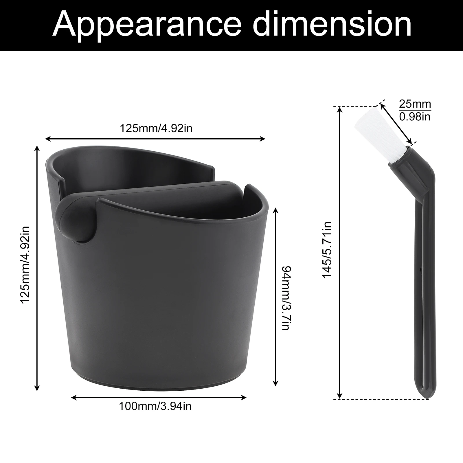 Serviceable Shock Absorption Coffee Knock Box with Espresso Cleaning Brush, Removable Knock Bar Espresso Dump Bin