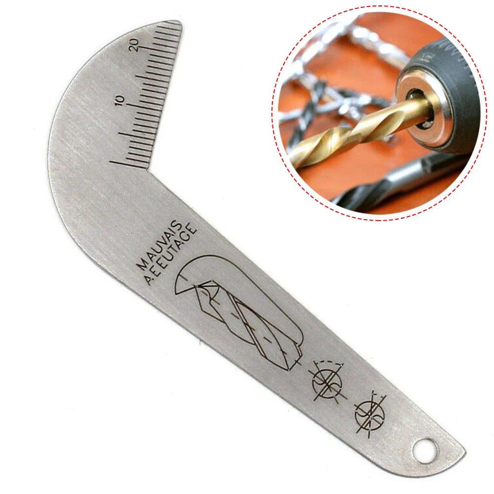 Drill Gauge Tools for Sharpening Drill Bits Double Sided Stainless Steel Gage with 118 Degree Angle Measurement Markers