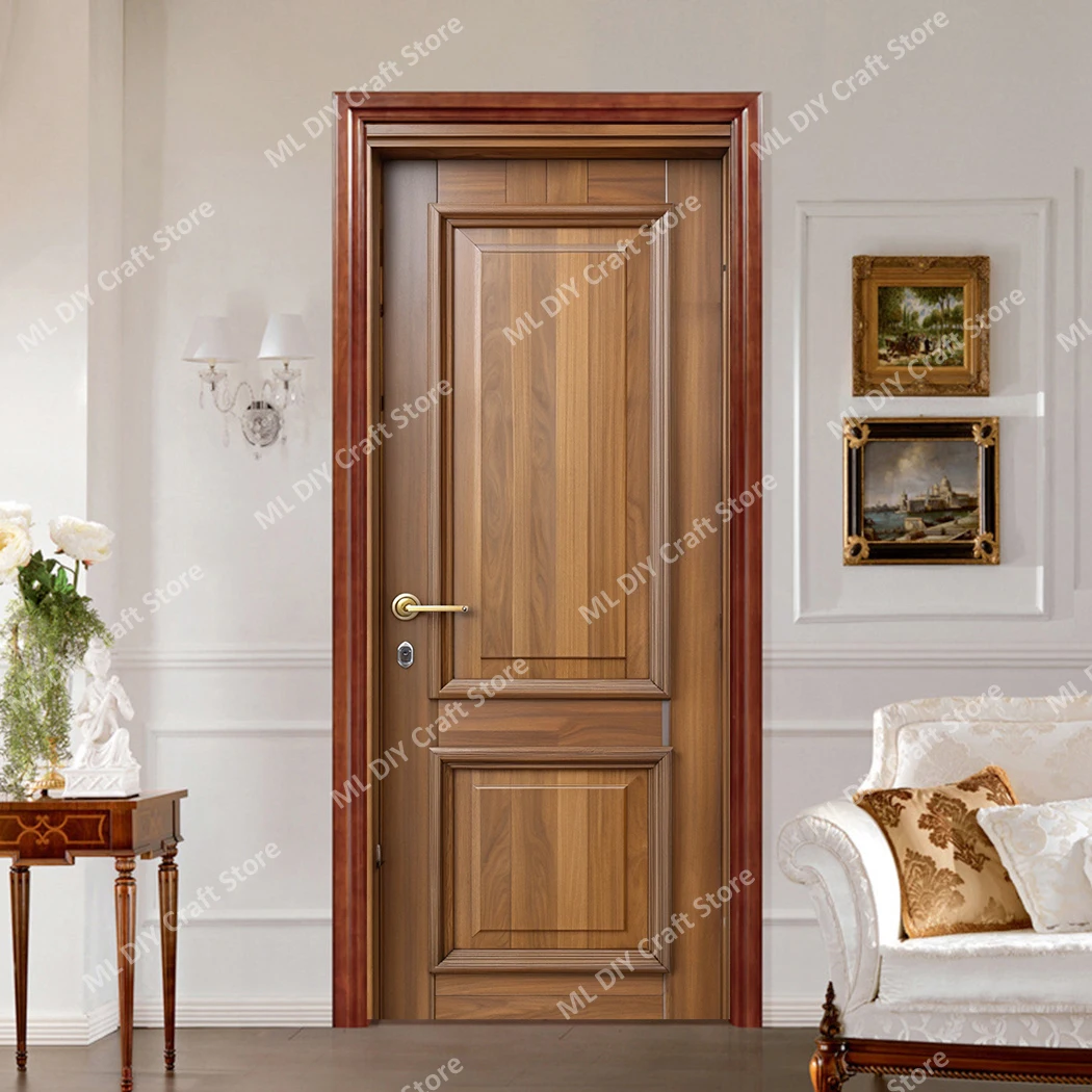 Removable Vinyl Sticker Retro Classic Elegant Door WallpaperSelf-adhesive Wooden Door High-definition Printing Door Sticker