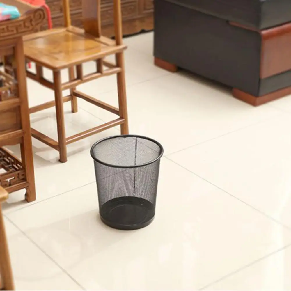 Iron Mesh Waste Bin Garbage Basket Home Office Trash Can Dustbin Sundries Storage Basket Box Bathroon Cleaning Bedroon Waste Bin