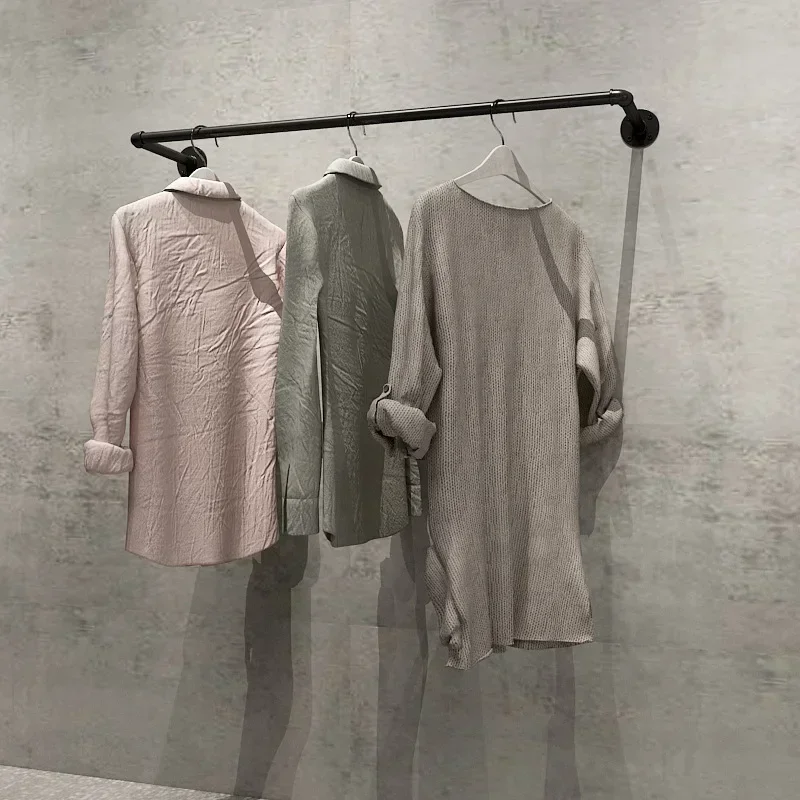 New Wrought iron wall type side hanging display rack U-shaped water pipe hanger women's clothing display rack