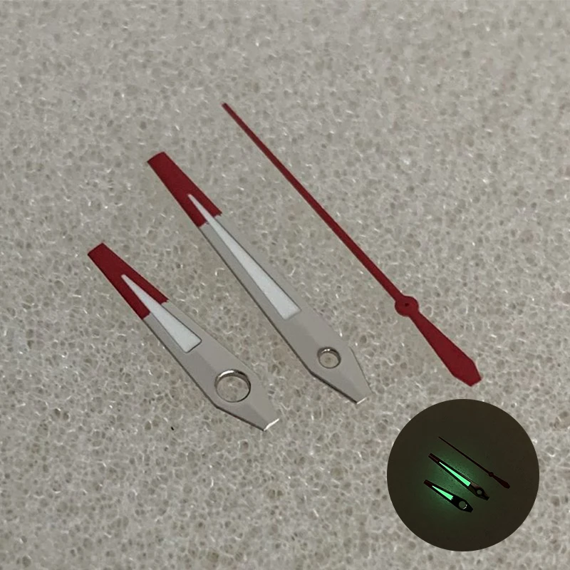 NH35 Hands Needles 14.5mm Watch Hands Color Blocking Red, Silver and Green Luminous Pointers Fit for NH35 NH36 4R 7S Movement