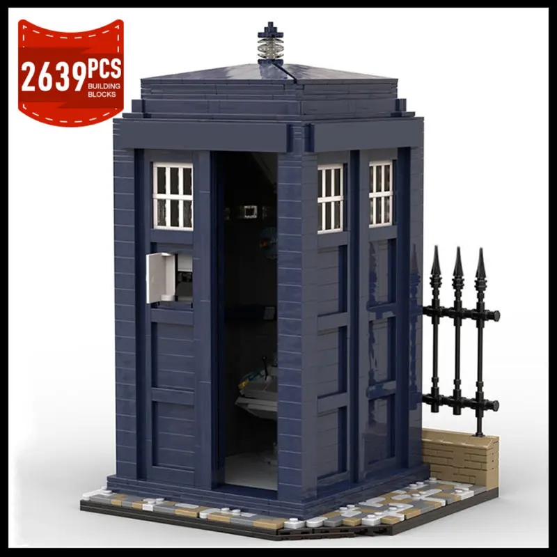 MOC City Doctored Whoed Tardised House Telephone Box Model Building Block Time and Space Portaled Bricks Assemble Toy Xmas Gifts