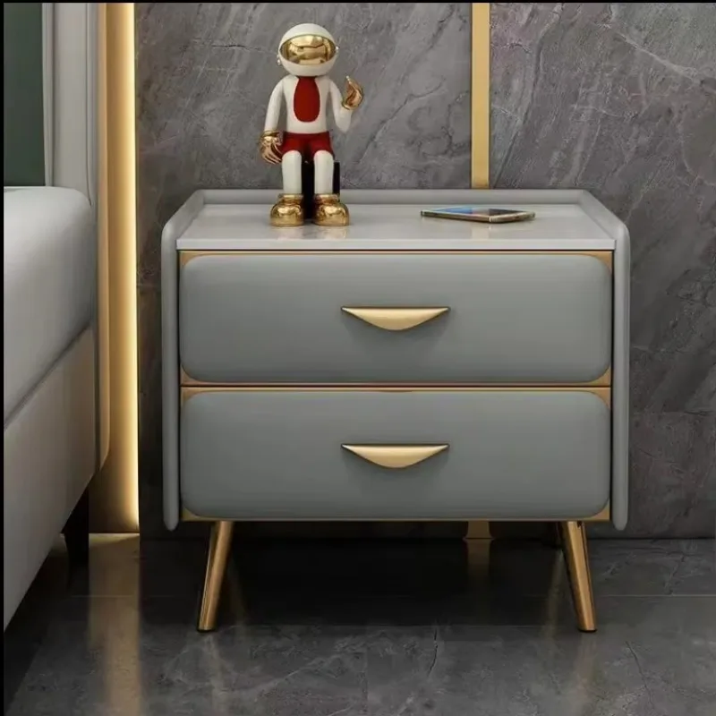

High-grade solid wood bedside table Bedroom household bedside table Storage cabinet Simple modern scratch-proof slate desktop