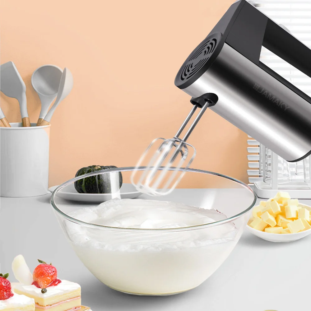 Household Electric Handheld Mixer Powerful Egg Beater 5 Speeds Adjustable Whipped Cream Milk Frother Cake Baking Dough Processor