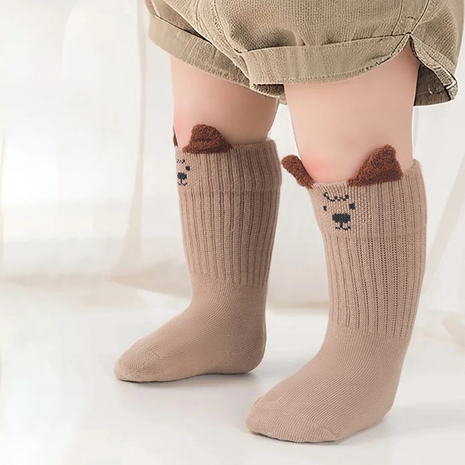 0-8 Years Kids Toddler Cartoon Socks Cute Animal Ears Mid Calf Socks Soft Breathable Socks for Winter Fall